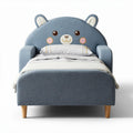 Canapé lit enfant ours en tissu bleu 90 x 70 x 70cm avec oreillers décoratifs
