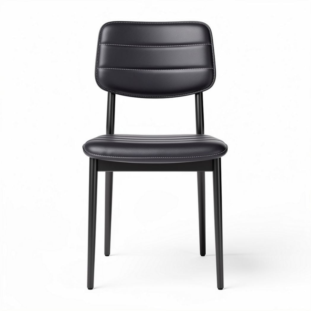 Chaise en simili cuir noir avec pieds en métal 45 x 45 x 85cm