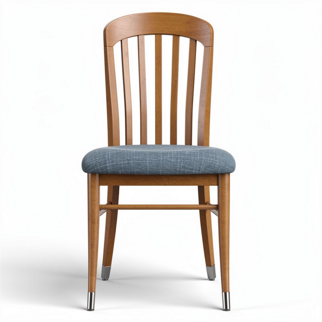 Chaise en bois avec assise en tissu gris dimensions 45 x 45 x 90cm