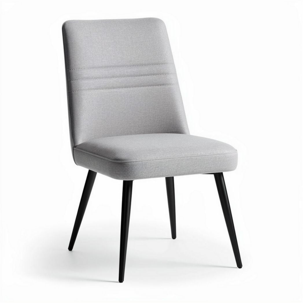 Chaise en tissu gris avec pieds en métal noir dimensions 45 x 50 x 90cm
