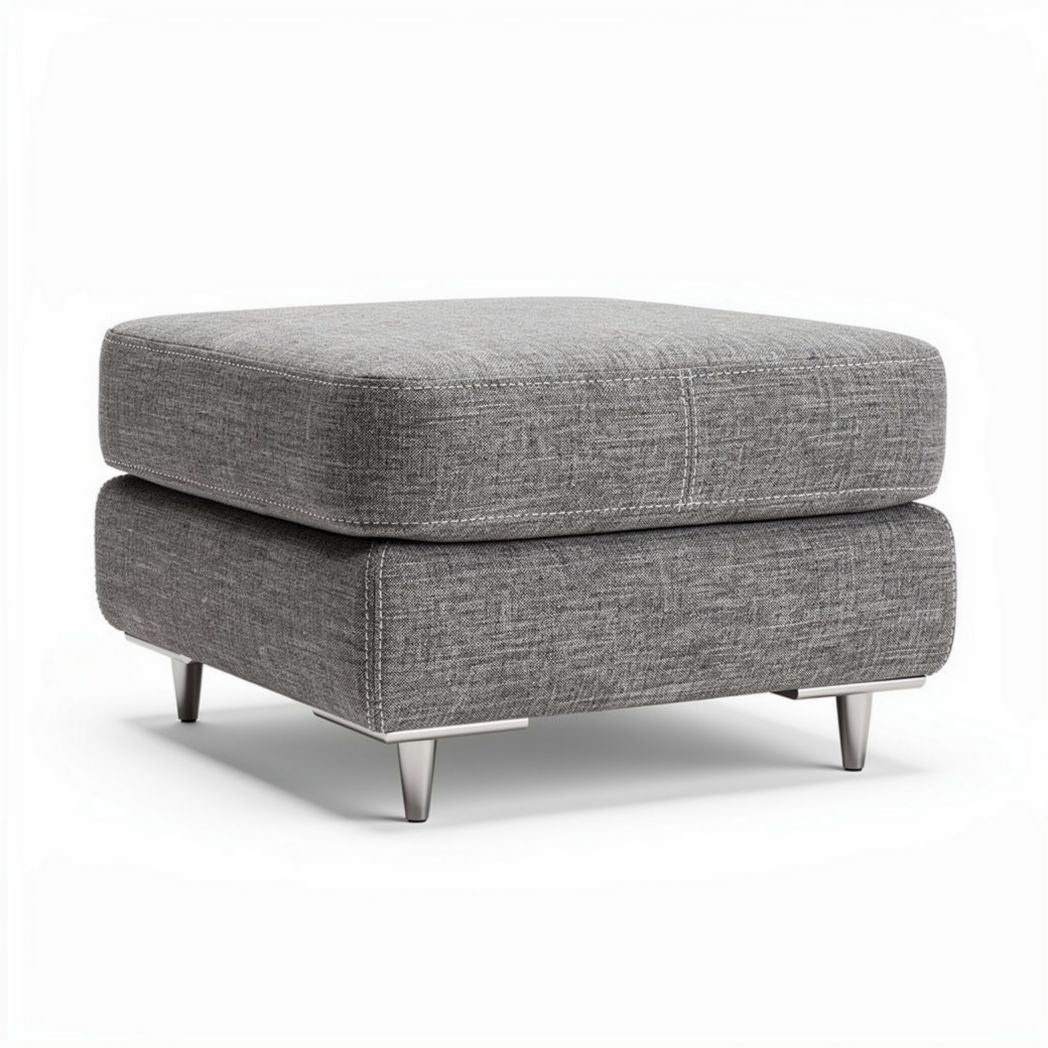 Pouf carré en tissu gris 60 x 60 x 40 cm pour mobilier moderne
