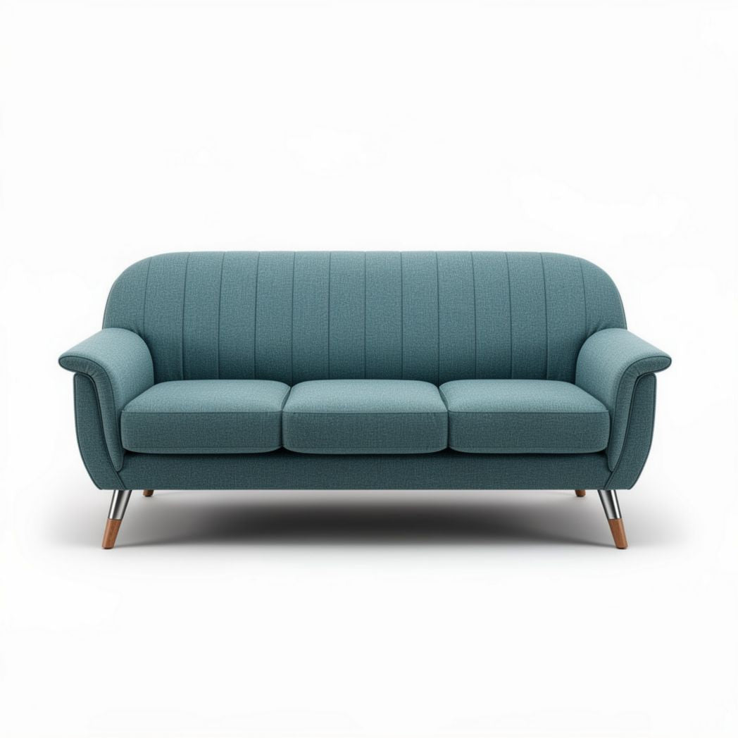 Canapé bleu en tissu dimensions 200 x 80 x 90cm design moderne à trois places