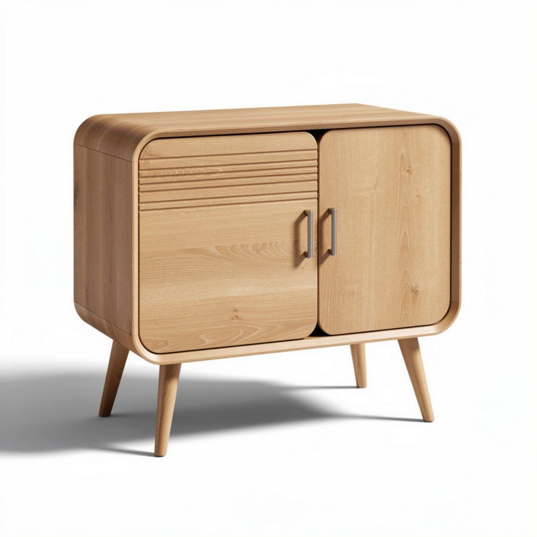 Meuble de rangement en bois clair 60 x 40 x 45cm avec deux portes